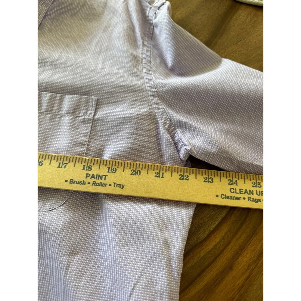 Peter Millar Mens 16.5 42cm Purple Micro Check Cotton Button Up Shirt Long Sleev